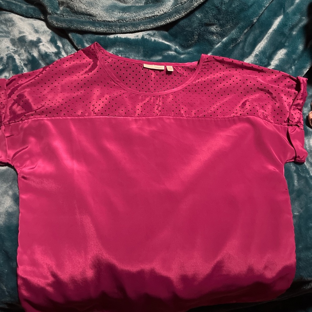 Halogen Magenta Blouse with Perforated Detail